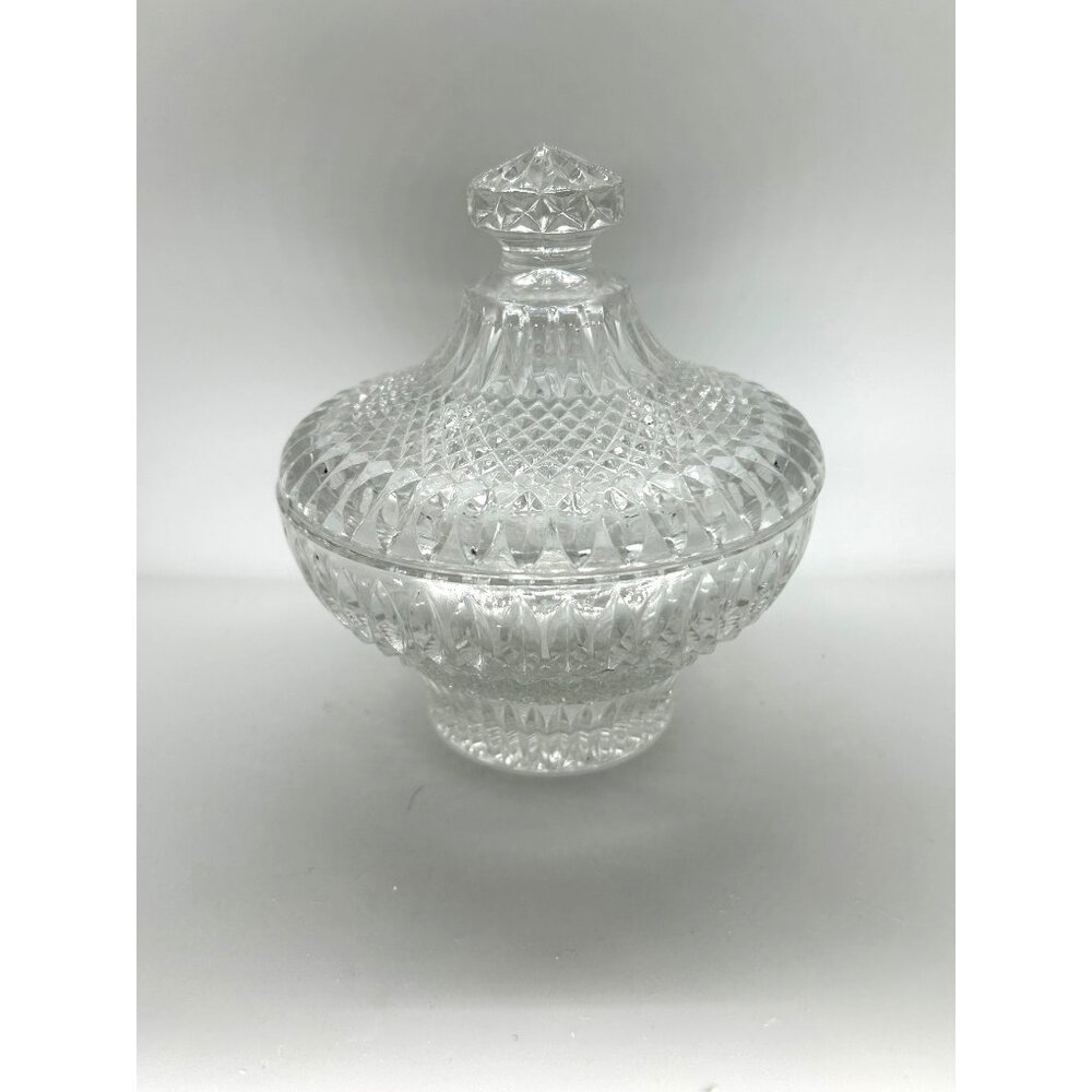 Vintage Candy Dish with Lid Leonard Silver - Empress Lead Crystal Powder Box